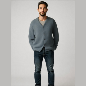 Haband Vintage Men's Size XL Blue Knit Grandpa Core Button Down Cardigan